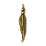 Feather Metal Pendant 32x7mm Antique Brass 10/pk