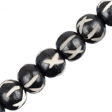 Bone Carved Beads 9mm Black 22/Strand