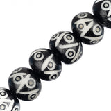Bone Carved Beads 11mm Black 18/Strand