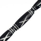 Bone Carved Tube Beads 1" Black 8/Strand