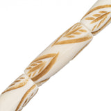 Bone Carved Tube Beads 0.9" Antique Ivory 8/Strand