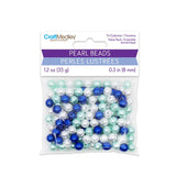 Round Plastic Pearls 8mm Gloss Tri-Colourmix Blue 35g