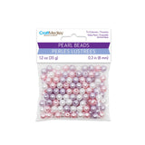 Round Plastic Pearls 8mm Gloss Tri-Colourmix Pink 35g