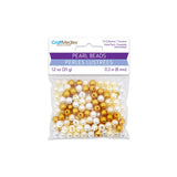 Round Plastic Pearls 8mm Gloss Tri-Colourmix Gold 35g