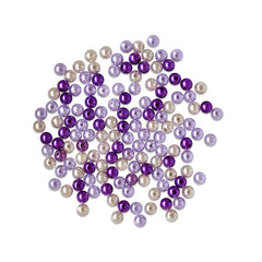 Round Plastic Pearls 8mm Gloss Tri-Colourmix Purple 35g