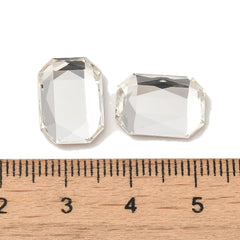 Rhinestone Cabochon Rectangle 14x10mm Crystal 4/pk