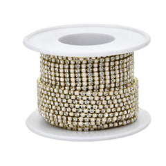 Metal Pearl & Rhinestone Banding 2mm Gold Pearl 10yd/pk