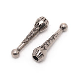 Bolo Tips Engraved Antique Silver 10/pk