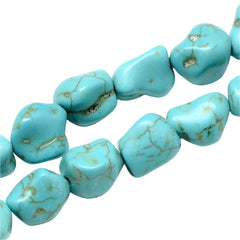 Turquoise Nugget Beads 10-15mm Blue (Synthetic/Dyed) 15-16" Strand