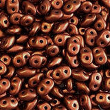 *Czech Miniduo Beads Crystal Bronze Fire Red 6g