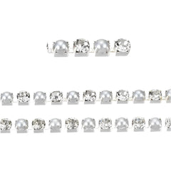 Metal Pearl & Rhinestone Banding 2mm Silver by the Yard