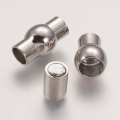 Magnetic Tube Clasp 17x10mm Nickel (6mm Hole) 1/pk