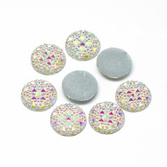 Resin Cabochon Round Faceted 10mm Crystal AB 10/pk