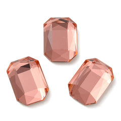 Rhinestone Cabochon Rectangle 14x10mm Padparadscha 4/pk