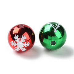 Christmas Round Acrylic Beads 15mm Metallic Mix 5/pk