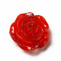Resin Cabochon Flower 19mm Glitter Red 10/pk