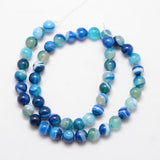 Striped Agate Blue Beads 6mm Round Grade A (Natural/Dyed) 15-16" Strand