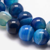 Striped Agate Blue Beads 6mm Round Grade A (Natural/Dyed) 15-16" Strand