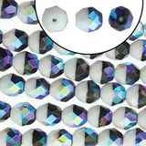 Fire Polished 6mm Duet Black White AB 25/Strand