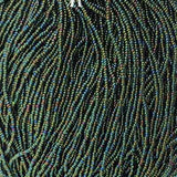 11/0 Czech Seed Beads #35029 Opaque Green AB 6 Strand Hank