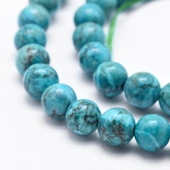 Marble Dark Turquoise Beads 6mm Round (Natural/Dyed) 15-16" Strand