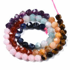 Chakra Mixed Beads 6mm Star Cut (Natural) 15-16" Strand