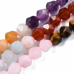 Chakra Mixed Beads 6mm Star Cut (Natural) 15-16" Strand