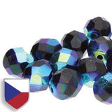 Fire Polished 4mm Jet Full AB 40/Strand