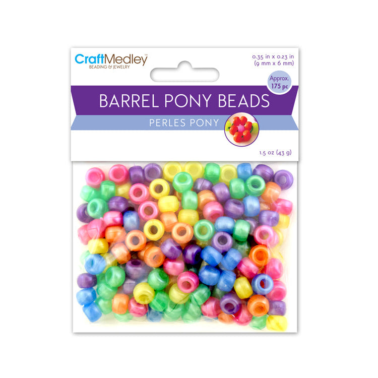 Pony Beads 175/pk - Pearlized Multi Mix