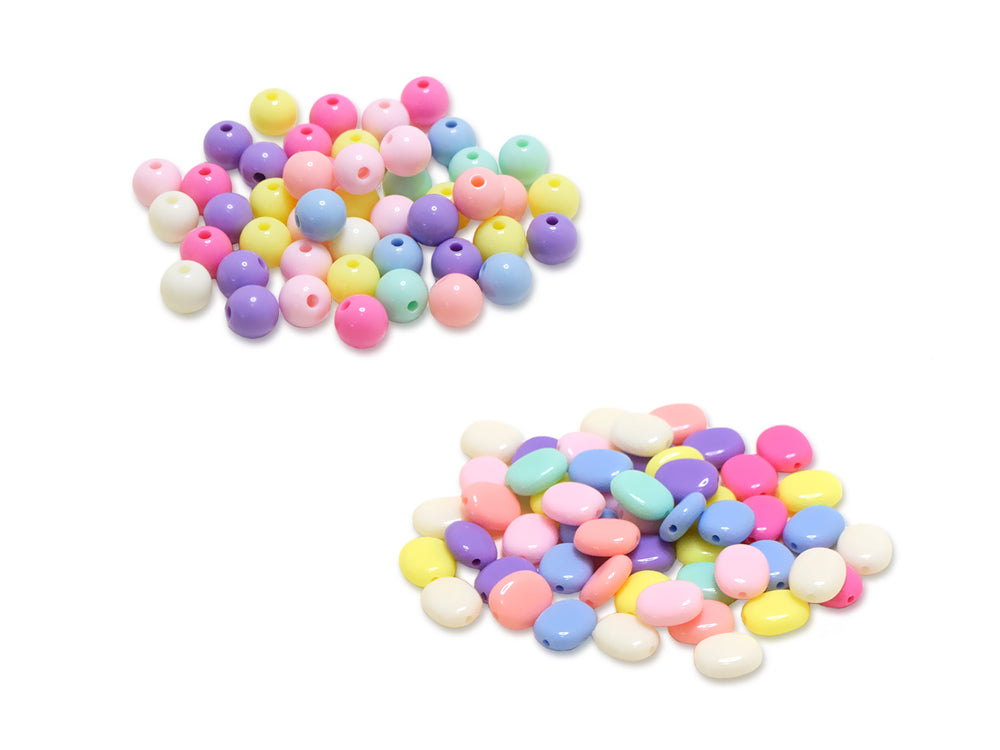 Acrylic Round & Oval Beads 50g Multi Colour