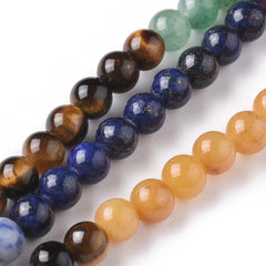 Chakra Mixed Beads 6mm Round (Natural) 15-16" Strand
