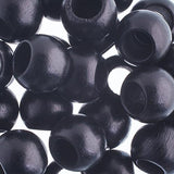 Czech Wood Barrel Beads 14x11mm Black 10/pk