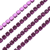 Metal Rhinestone Banding Metal 2mm Fuchsia by the Yard