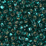 Perles de rocaille tchèques 8/0 #1011V vert sarcelle doublé d'argent 22g