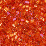 10/0 Czech 2 Cut Seed Beads Transparent Orange AB 22g