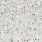 10/0 Czech 2 Cut Seed Beads Opaque White Rainbow 22g