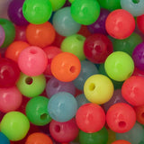 Round Plastic Beads 6mm Opaque Neon Mix 100/pk