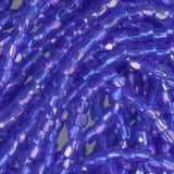 10/0 Czech 3 Cut Seed Beads Transparent Iris Ice Blue Hank