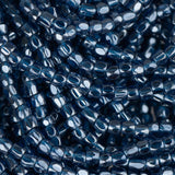 10/0 Czech 3 Cut Seed Beads Transparent Luster Dark Aqua Hank