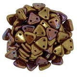 *Czech Triangle Beads Bronze Luster Iris Red 9g Vial