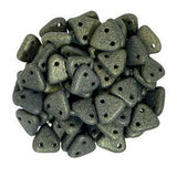 *Czech Triangle Beads 6mm Metallic Suede Dark Green 9g