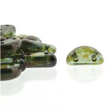 *Czech Half Moon Beads Crystal Travertine Blue 50/strand