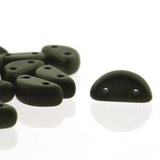 *Czech Half Moon Beads Jet Matte Red Luster 50/strand