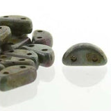 *Czech Half Moon Beads White Travertine Blue 50/strand