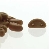 *Czech Half Moon Beads White Matte Red Luster 50/strand