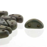 *Czech Half Moon Beads White Matte Travertine Blue 50/strand