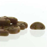 *Czech Half Moon Beads White Matte Travertine Red 50/strand