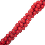 Turquoise Red Beads 6mm Round (Synthetic/Dyed) 15-16" Strand