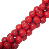 Turquoise Red Beads 10mm Round (Synthetic/Dyed) 15-16" Strand