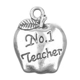 No. 1 Teacher (Apple) Metal Charm 18x14mm 5/pk